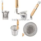 Cheap Price Wire Mesh Wood Handle Stainless steel Chips and Noodle Strainer