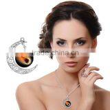 Silver Plated Color Girl Glass Cabochon Necklace thumbnail-3