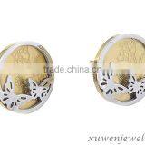 2 Tone Gold Plated Butterfly Cute Stud Stainless Earrings