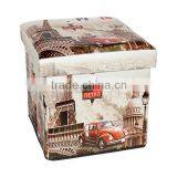 Vintage Canvas Seating Box Storage Box Ottoman