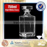 750ml Square Whisky Clear Glass Decanter With Polished Glass Lid thumbnail-1