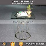 Glass Top Stainless Steel Frame Square Coffee Table