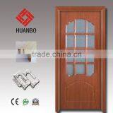 High quality pvc coated wood decorative mdf interior door with different glass