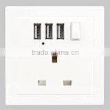 CE&RoHS approved 5V/2100mA universal usb wall switch socket