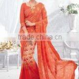 Sweet Red Viscose Georgette Saree/indian Designers Saree Online Shopping thumbnail-2