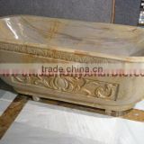 handcarved solid teakwood sadstone bathtub in teak texture