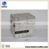 Shabby Chic Wood Stool/ Wooden Hocker/ Shabby Chic Wooden Storage Bench thumbnail-1