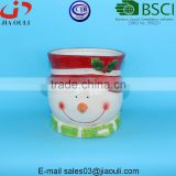 Adorable Ceramic Christmas Holiday Season Snowman Candy Jars or for Planter pot