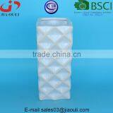 Tall Geometry Square Ceramic Vase White Glazed With Wash thumbnail-3