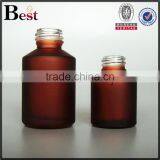 China Cosmetic Essential Oil Fragrance Perfume Dark Red Frosted 30ml Glass Bottle With Black Plastic Dropper thumbnail-2