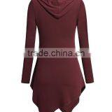 Distressed Hoodie UK Hemline Hoody Shirt Kangaroo Pocket Tunic Long Sleeve Casual Tops Sweatshirt Cute Hoodies For Women thumbnail-2