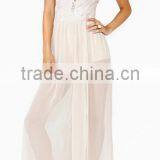 2014 New Fashion White Sexy See Though Lace Jumpsuit With Elegant Long Chiffon Pants thumbnail-1