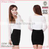 2016 New Arrivals Hot Sells Lace Long Sleeve Sexy Ladies Wrap Skirt and Blouse thumbnail-1
