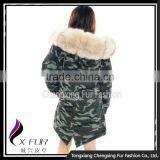 CX-G-P-08D Fashion Parka Jacket Real Rex Rabbit Fur Jacket With Fox Collar thumbnail-3