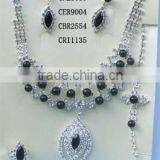 Black Pearl Jewelry, Fashion Pearl Necklace Sets,silver Strass Pearl Jewelry Sets,bridals Jewelry Set, Quality Pearl Jewelry Set thumbnail-1