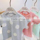 Girls Flowers Short - Sleeved All-match Kids Tshirts Cotton Children O-collar T - Shirt thumbnail-5