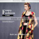 2016 Europe New Design Colourful Warm and Soft Faux Fox Fur Long Coat Faux Fur Overcoat Without Sleeves thumbnail-3