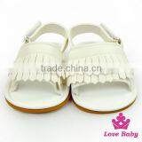 Funny Summer Infant Unisex Plain White Tassel Baby Prewalker Flat Sandals Shoes Barefoot Working thumbnail-1