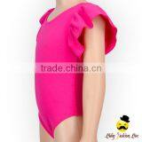 Summer Hot Pink Plain Kids Flutter Sleeve Infant Cotton Baby Girl Bodysuit One Piece Teenage Swimwear thumbnail-3