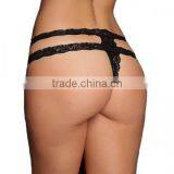 Lace & Spandex Sexy T-back Patchwork Black Thong Bikini thumbnail-2