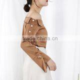 2017 Autumn New Style Chiffon Sexy Collar Diagonal Shoulder Long Sleeve Fashion Blouse Chiffon Shirt thumbnail-2