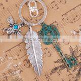 All Types Of Personalised Silver Plated Bee Feather Key Vintage Patina Keychain Wholesale thumbnail-3