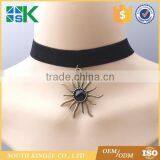 Female Star Style Black Velvet Belt Sun Pattern Simple Antique Lace Choker Necklace thumbnail-1