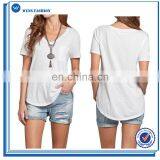 Customized Oem Casual Cotton Slub Fabric Womens T Shirts thumbnail-1