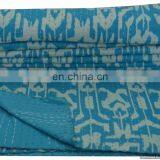60"x90" Ralli Blanket Handmade Bedspread Bedding Ndian Reversible Kantha Quilt Handmade Ikat Print Bedspread Twin Size Throw thumbnail-6