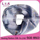 100% Polyester Infinity Scarf Bule Hot Stamping Scarf thumbnail-4