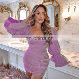 LAITE D2200 Autumn&winter Fashion Bodycon Casual Dresses Women Pagoda Sleeve Dresses thumbnail-7