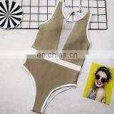 Women 2019 Patchwork Mesh New High Cut Beach Bikini Leopard Print Sexy Thong Swimwear Mujer Padded Hollow Beauty Back Swimsuit thumbnail-5