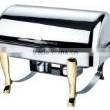 Gold Roll Top Stainless Steel Electric Buffet Chafing Dish for Hotel thumbnail-3