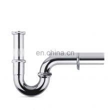 1-1/4 Chrome Full Copper Sink Trap Universal Water Seal Tubular Swivel P Siphon Trap
