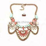 Fashion Necklace And Earring Set 2015 Acrylic Stones Casting Charms And Chains Choker Necklace New Gold Jewelry thumbnail-1