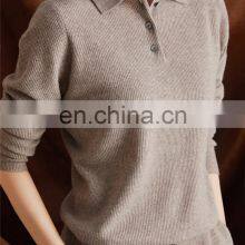 Women Casual Polo Neck Honeycomb Knit Grainy Cashmere Pullover Sweater thumbnail-5