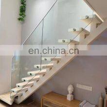 Interior Staircase Wooden Straight / Spiral Staircase Carbon Steel Handrail Stairs With LED Lights thumbnail-3