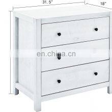 White Color Rustic Wood With 3-Drawer Dresser Storage Night Stand 31.5 x 18 x 30.04 Inches thumbnail-2