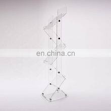 Floor Standing Custom Magazine Organizer Zig Zag Acrylic Newspaper Stand thumbnail-2