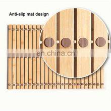 Environmental Friendly Natural Bamboo Shower Mat Non-slip Rubber Easy Drying Designed Bathroom Bamboo Floor Mat thumbnail-3