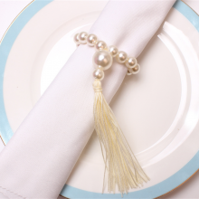 Pearl Beaded Napkin Rings With Tassel Style For Wedding Party thumbnail-1