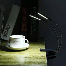 3 Brightness Double Arm Rechargeable AAA Battery Charing Gooseneck Table Lamp Easy Clip-on Reading Perfect for Bookworms & Kids thumbnail-3