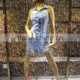 2016 Summer Hot Drilled and Beads Short Denim Dresses for Women thumbnail-1
