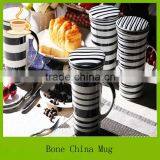 Black Strip Design 12oz Tall New Bone China Ceramic Coffee Mugs/cups for Germany thumbnail-1