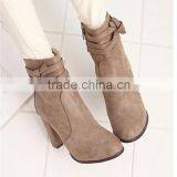 New Arrival High Heel Ladies Suede Ankle Gray European Button Ankle Boots Shoes thumbnail-2