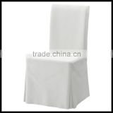customized white polyester plain chair cover for dining hall chairs