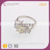 R63426K01 925 Silver Engagement Wedding Fashion Ring Finger Leaf Shape Yellow Main Stone Rings Photos