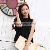 2014 Korean Women Loose Sleeveless Black Chiffon Shirt Women Tops,Fashion Dress thumbnail-1