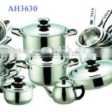 AH3630 22pcs stainless steel cookware set