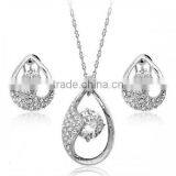 S040720 Austria Crystal Set Suit for Party Rhodium Plated Necklace and Earring Set